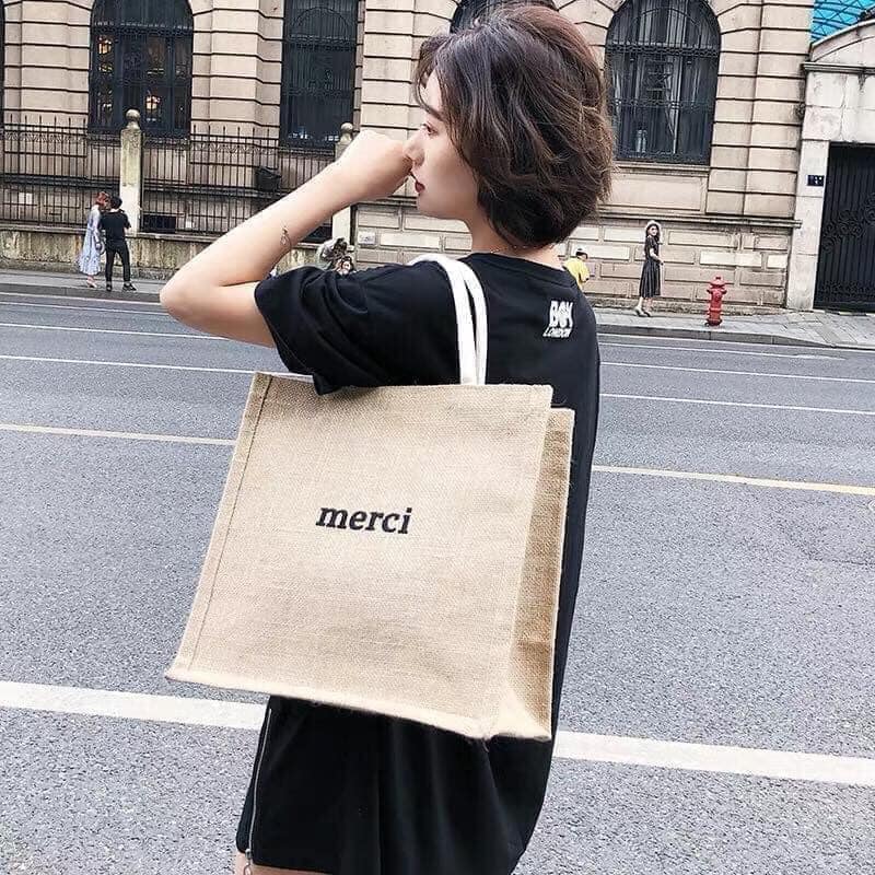 Túi cói Merci đi du lịch thời trang hàng Quảng châu