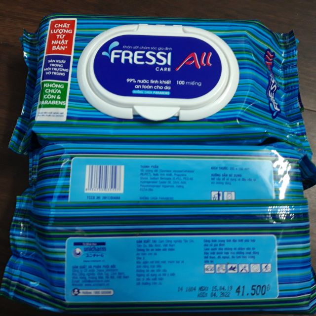Combo 2 gói khăn giấy ướt fressi care all care gói 100 tờ