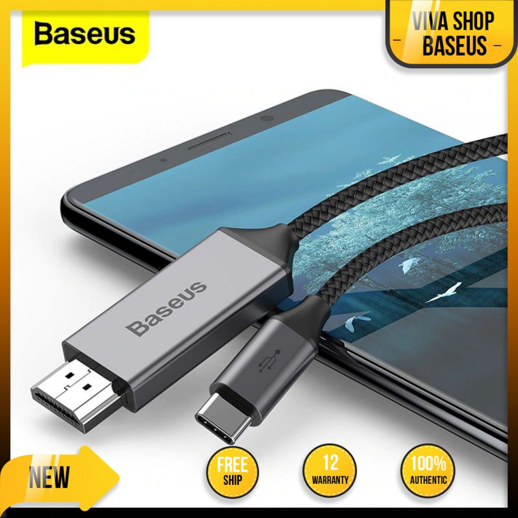 Cáp chuyển usb type c sang hdmi baseus hỗ trợ xuất video 4k - 60hz từ smartphone ra tv