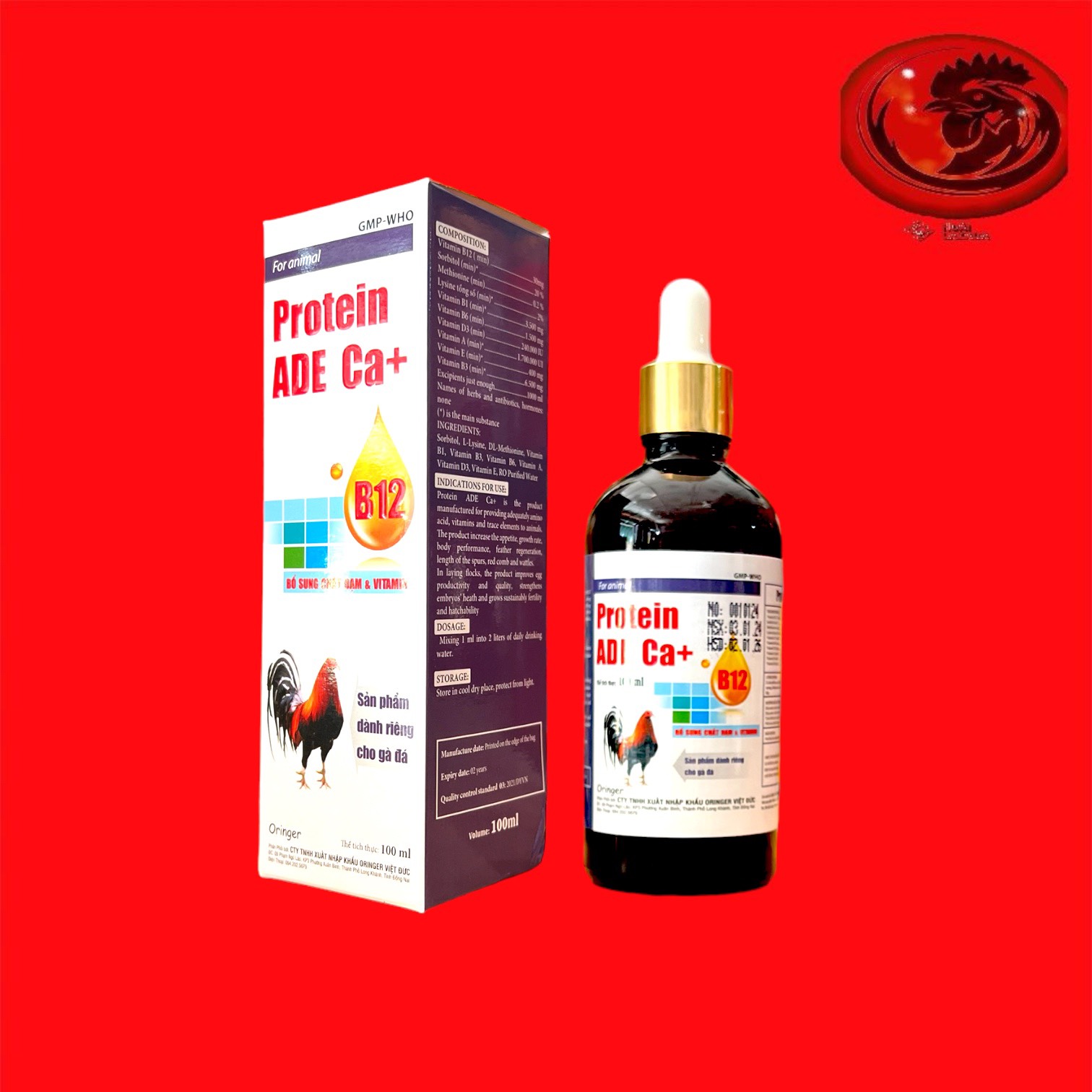 Thuốc cho gà đá giúp tăng cơ, nở khung, sung túc mát gà - PROTEIN ADE CA + nhân sâm 100ml