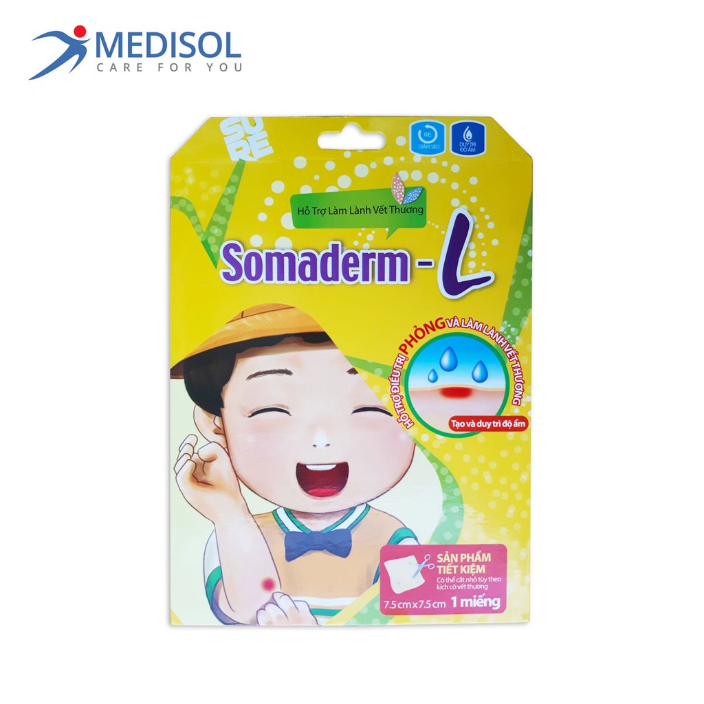 Miếng Dán Mụn Vết Thương Somaderm-L Kích Thước (1 miếng - kích thước 7.5 cm x 7.5 cm)
