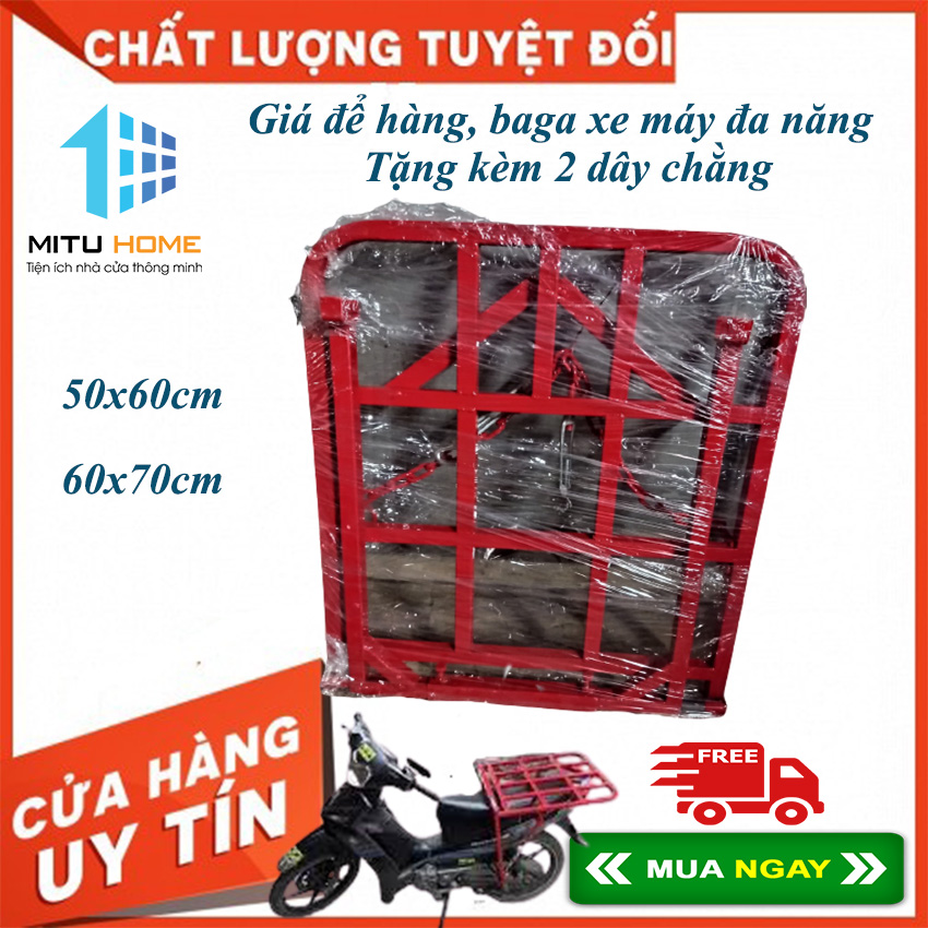 Giá Chở Hàng Kích Thước 50x60cm - Gác Baga Chở Hàng Xe Máy. Kệ Chở Đồ Chuyên Dụng