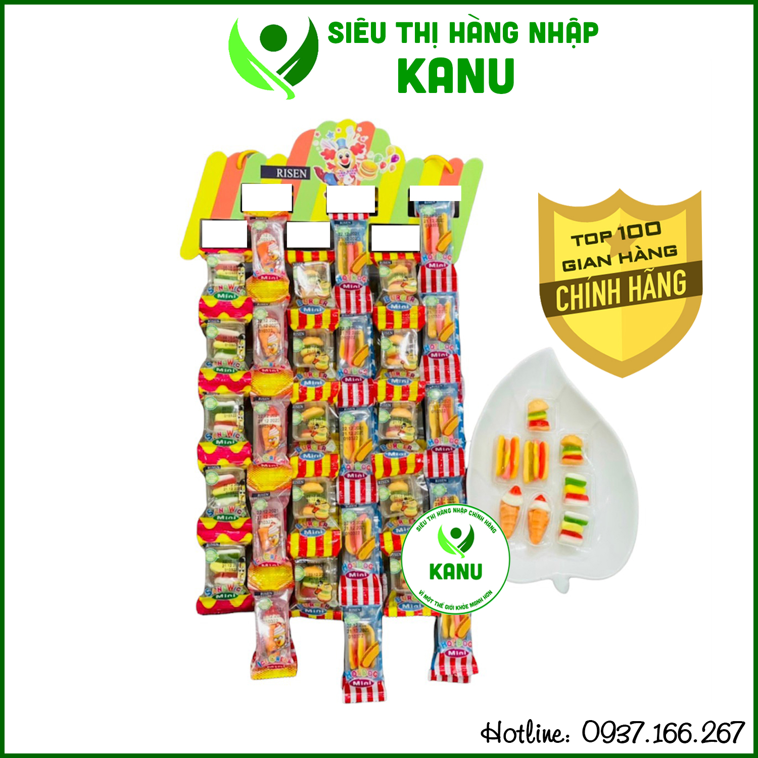 [Lốc 60 cái] Kẹo dẻo Gummy Mini Risen USA