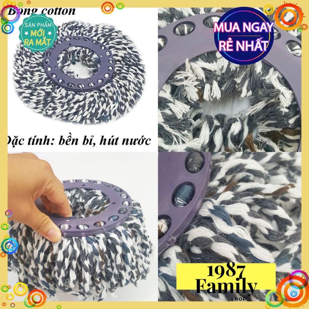 Miếng Lau Nhà Mâm tròn Dành Cho Cây Lau nhà 360 độ -Bông Lau nhà tròn thay thế của cây lau nhà inox tròn⭐GD025