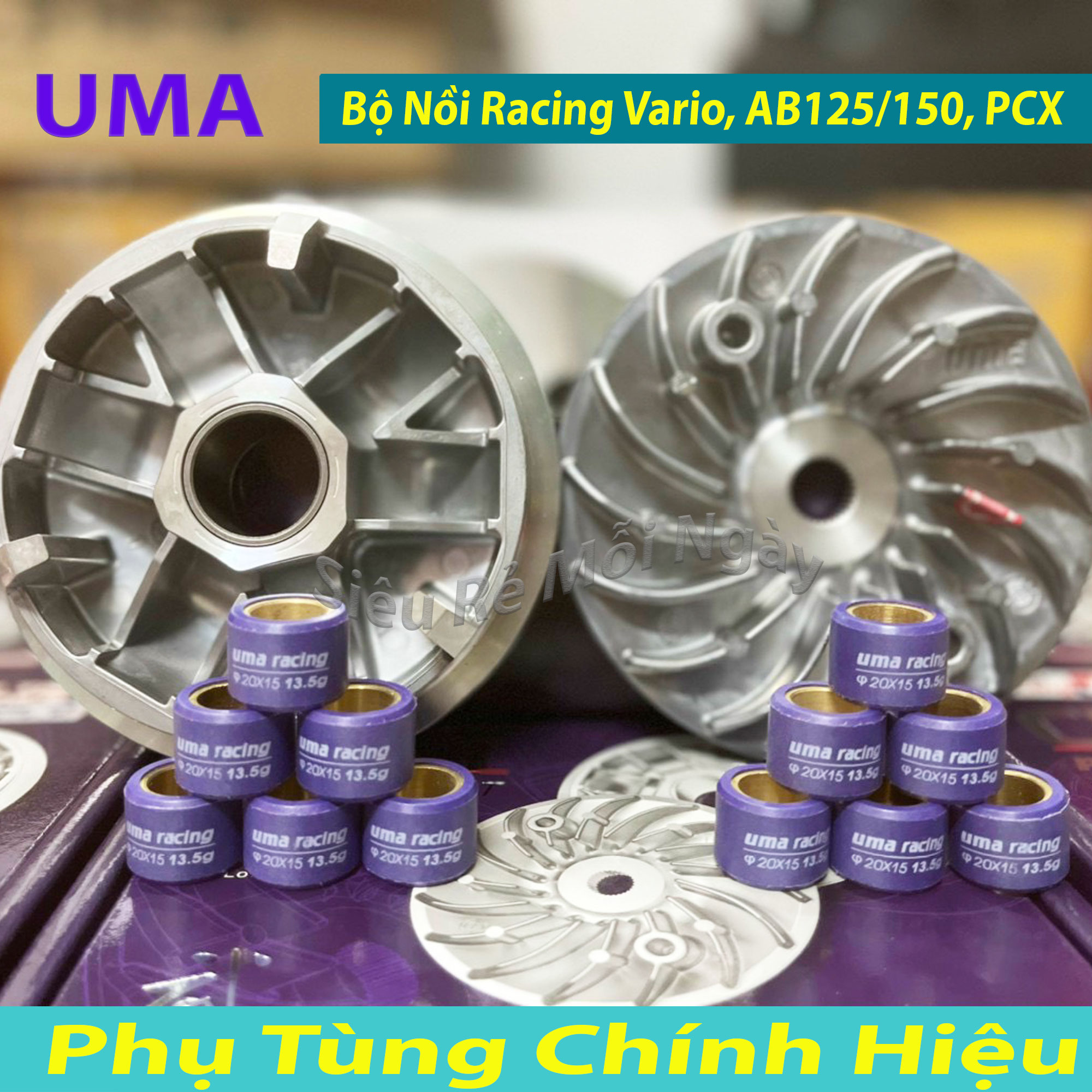 Nồi độ uma racing honda vario, airblade 125/150, sh mode, pcx, click125, lead125 - chén bi cánh quạt bi nồi kẹp trượt