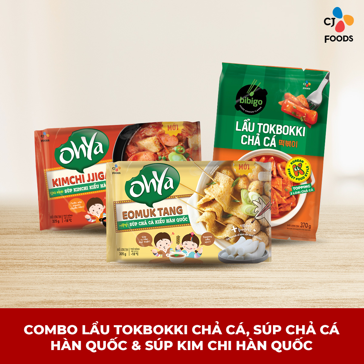 [HCM-HN] Combo 3 gói Súp lẩu Hàn Quốc Ohya & Bibigo đủ vị (Lẩu tokbokki chả cá, Súp chả cá, Súp kim 