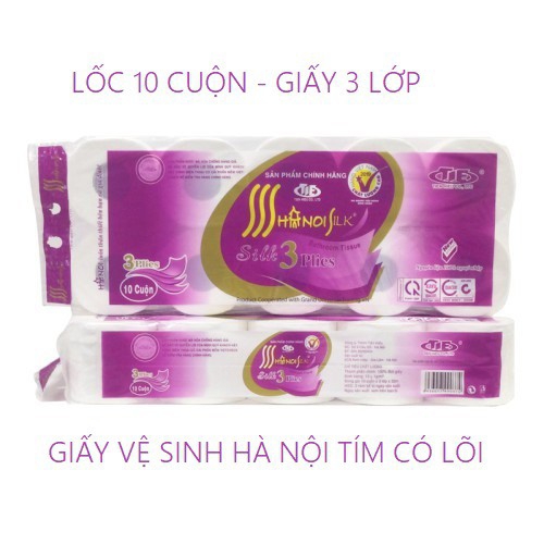 Giấy vệ sinh hà nội có lõi 10 cuộn 3 lớp