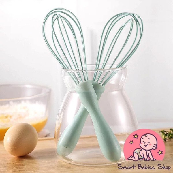 Dụng cụ đánh trứng cầm tay- phới lồng đánh trứng làm bánh khuấy bột bằng silicon màu Pastel (giao màu ngẫu nhiên)