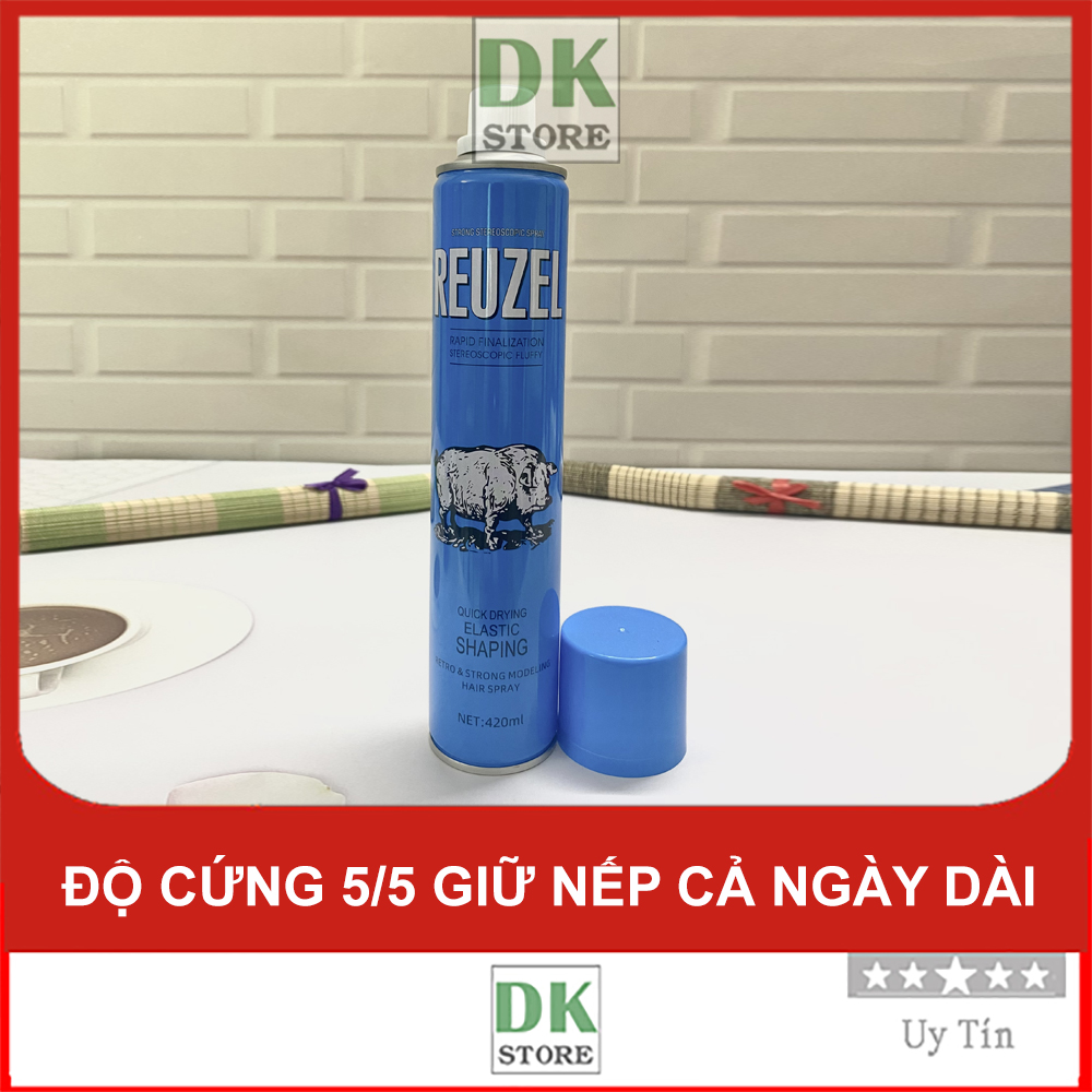 Gôm xịt tóc, keo xịt tóc reuzel blue 420ml - gôm con lợn xanh tạo kiểu và giữ nếp cho tóc