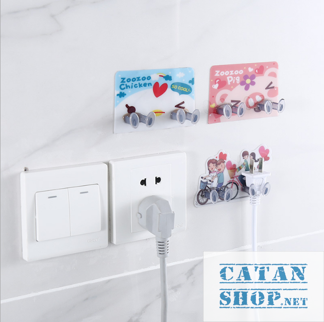 [HCM]Móc Treo Đồ Đa Năng-Móc Dán Tường đôi Kẹp Giữ Dây Điện Phích Cắm Điện/ Kê Đỡ Sạc Điện Thoại - GD391-TreoDDien-DOI