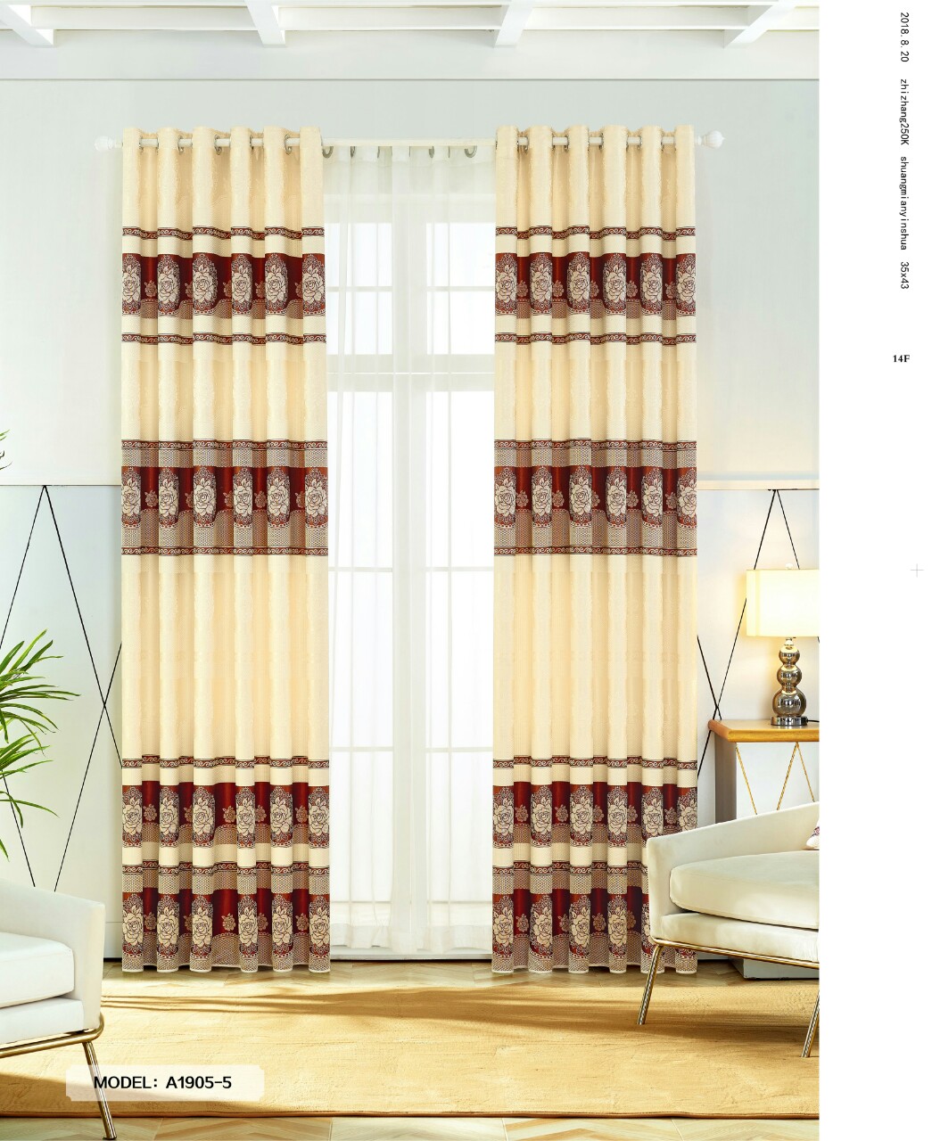 [HCM]Màn Rèm Cửa Chính - Rèm Cửa Sổ - Vải Gấm HQ - Vải dày rủ đẹp - Kiểu Khoen Ore - Mẫu 1905-5 - Tuỳ chọn kích thước từ 150cm đến 500cm (Đỏ)