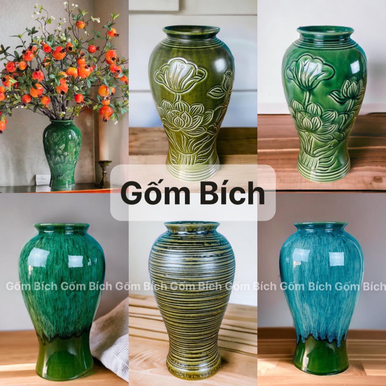 Bình hoa lọ hoa cao 32cm dáng đùi dế đại men hỏa biến gốm sứ bát tràng