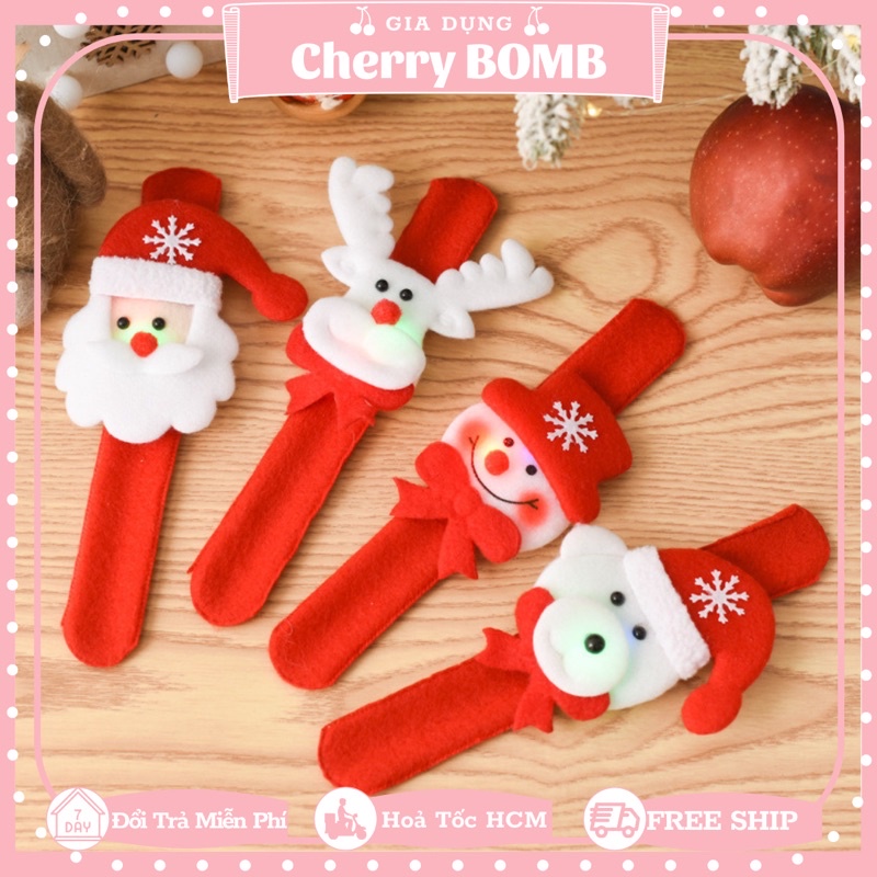 Đồng hồ noel đeo tay vải nhung có đèn phát sáng / không đèn nhiều mẫu cho bé - phụ kiện noel giá rẻ