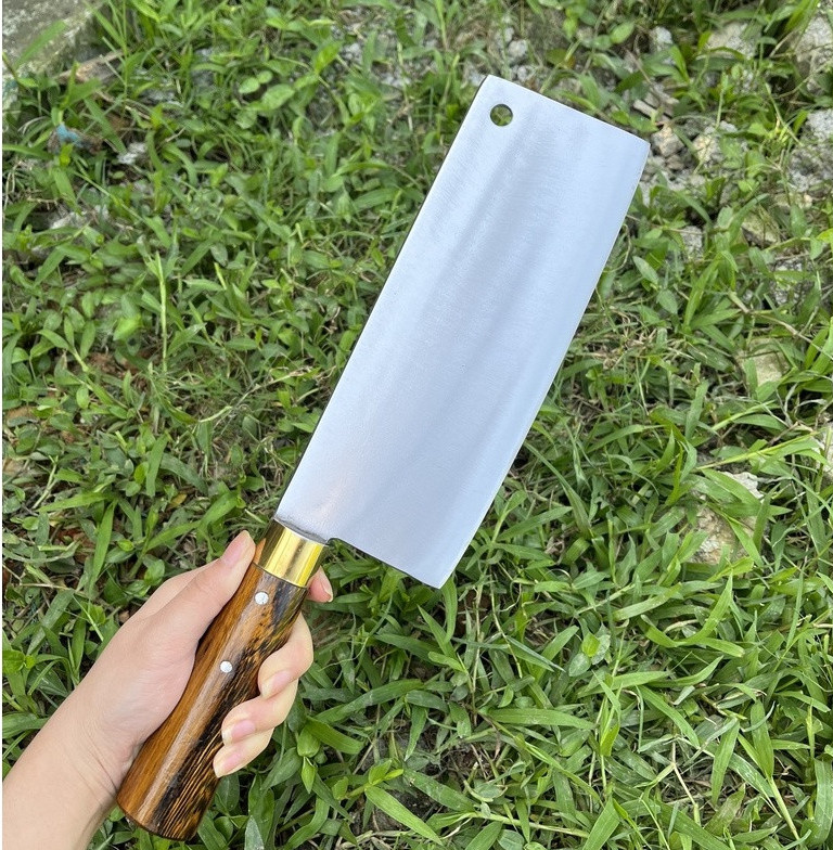 Dao chặt cs093 , dao chặt bản rộng nhíp trắng - dao chặt dài chặt xương ống làm bằng nhíp ô tô m1