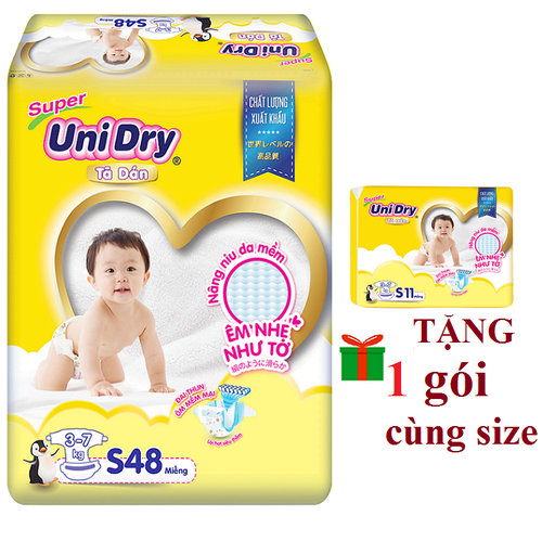 [Tặng 1 gói tã nhỏ cùng size] Combo 2 gói Tã dán Unidry size S48-M42-L38-XL34