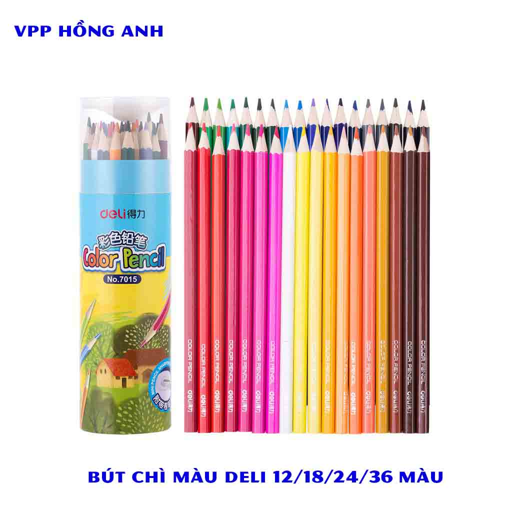 Bút chì màu deli 12/18/24/36 màu dạng cốc