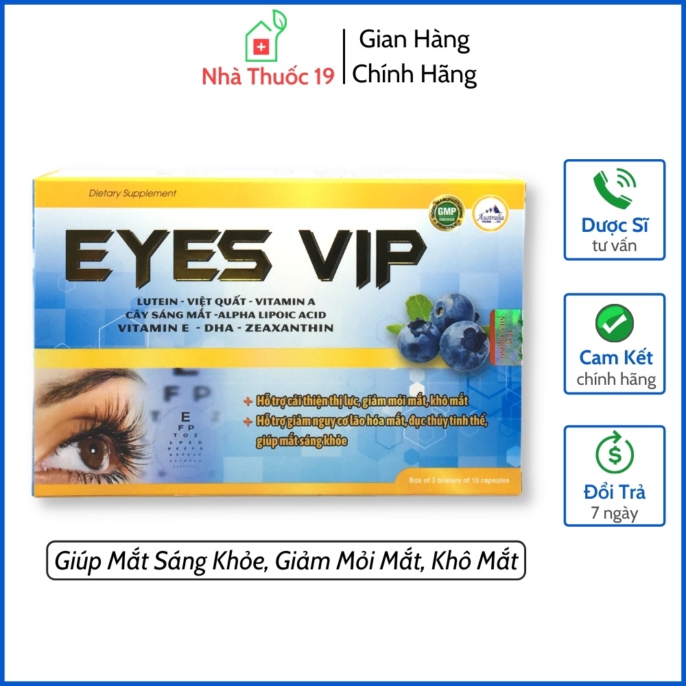Viên bổ mắt tăng đề kháng eyes vip - hỗ trợ giảm mỏi mắt khô mắt quáng gà giúp mắt sáng khỏe