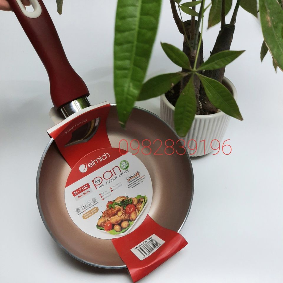 Chảo Elmich 7102 sâu lòng size 20cm chính hãng, chảo chống dính 3 lớp Elmich siêu bền dùng cho mọi loại bếp