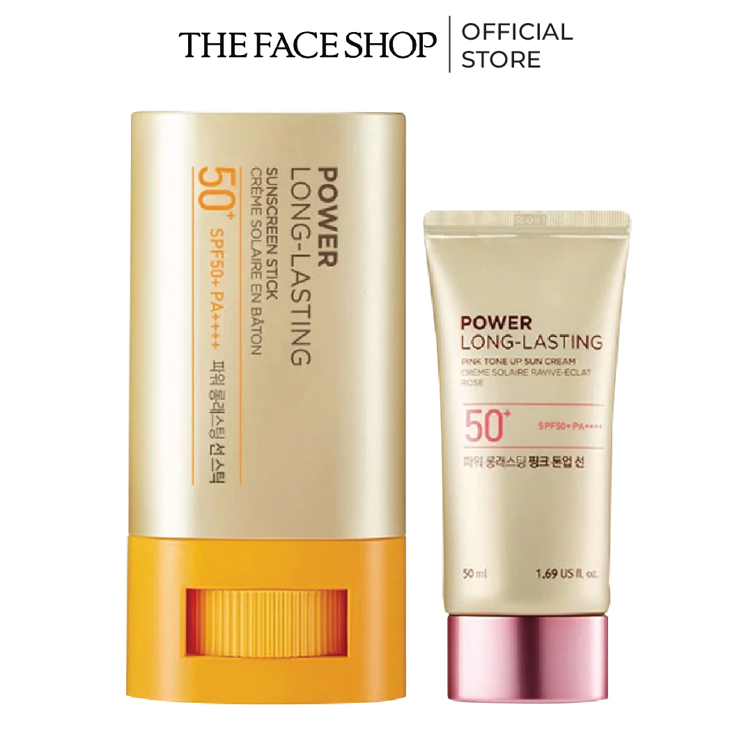 Combo sáp chống nắng thefaceshop 18g+kem chống nắng thefaceshop pink tone up sun cream 50ml