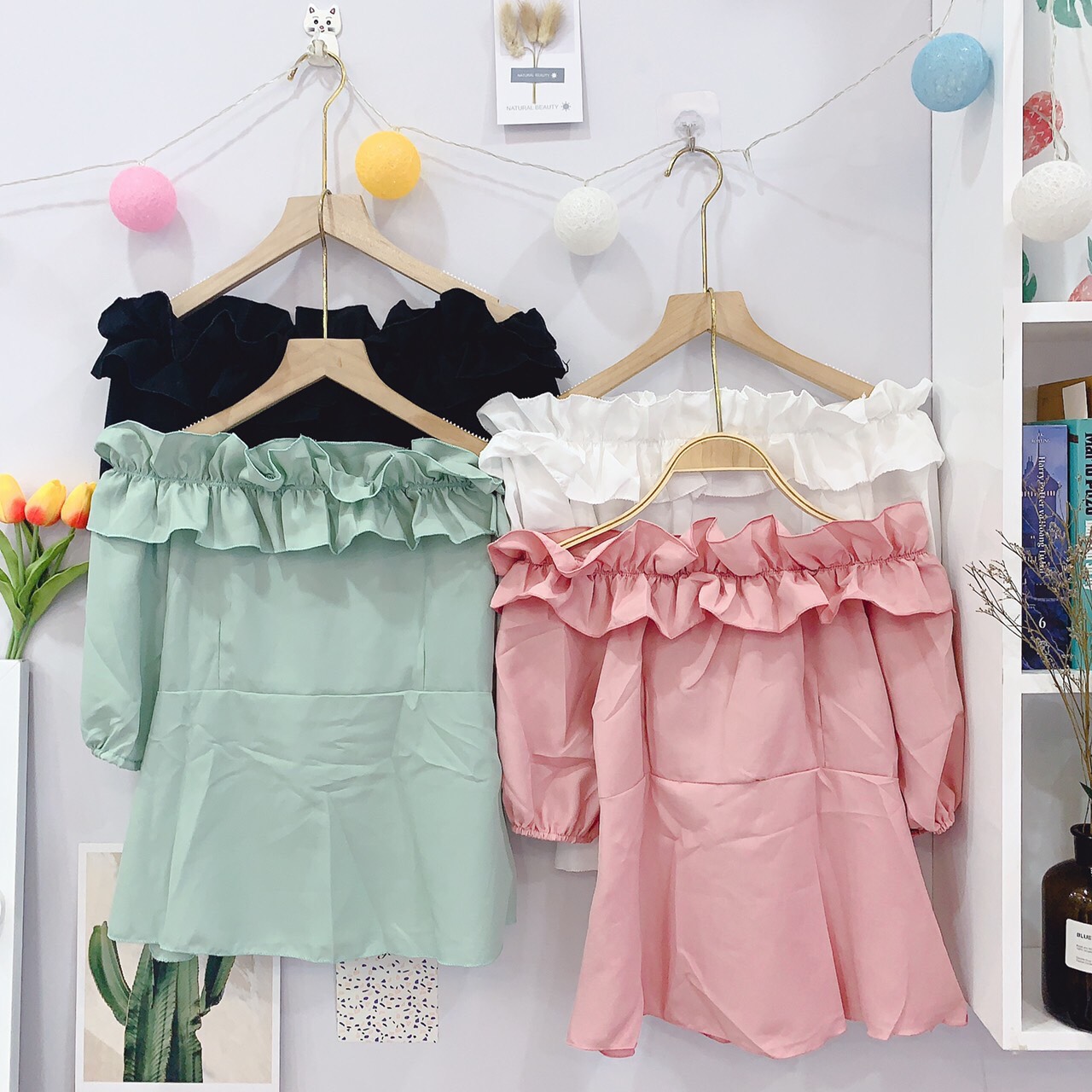 ÁO BẸT VAI VIỀN BÈO CỰC XINH XẮN CHẤT VẢI KATE MỀM MỊN - NAUY