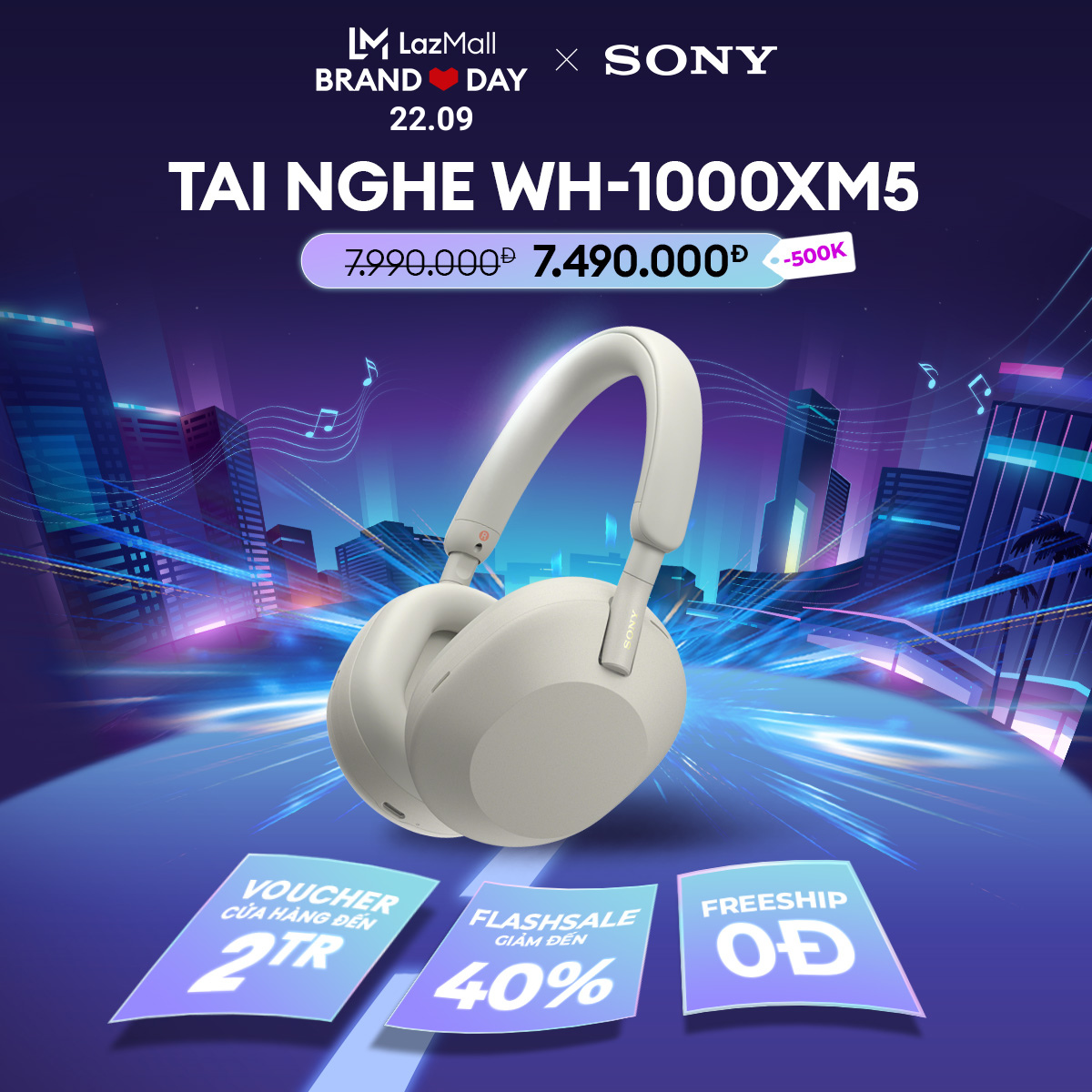 Tai nghe Sony không dây có công nghệ chống ồn WH1000XM5