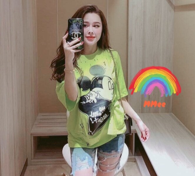 Áo Thun Nữ Form Rộng Tay Lỡ Chuột ĐEN Cá Tính EMMY AO NU 10051