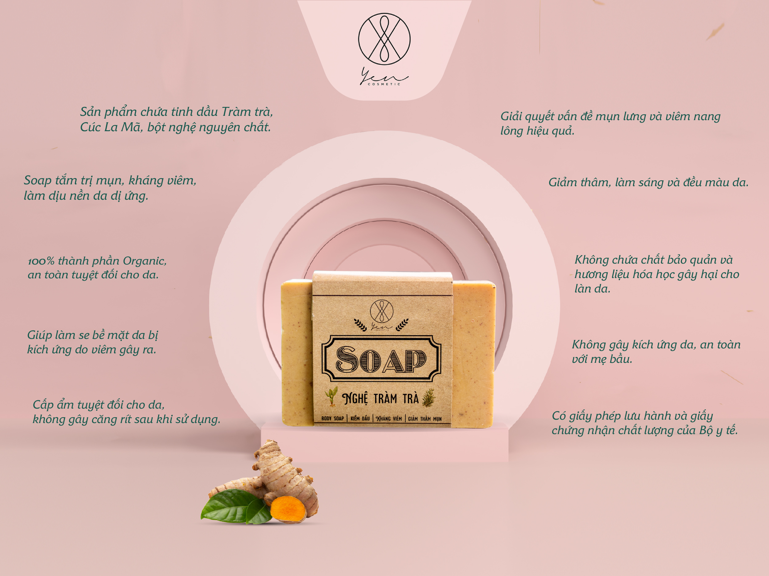 Soap nghệ - tràm trà giải quyết mụn lưng