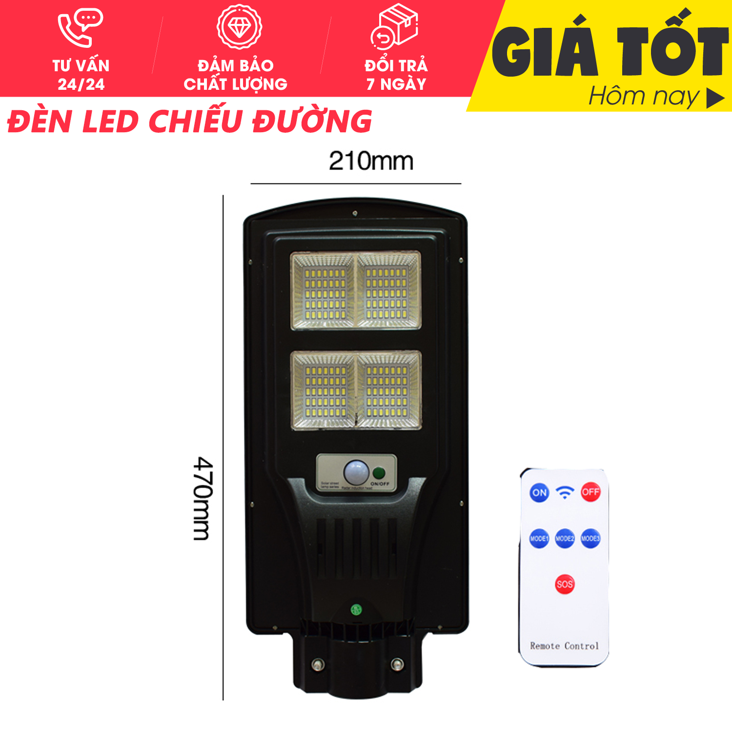 Đèn led năng lượng mặt trời, đèn SOLAR chiếu đường, đèn tích tiện năng lượng mặt trời, đèn cảm biến, 120cod siêu sáng, có điều khiển từ xa, đèn 120 LED,đèn led, đèn led tích điện, 120LED - Hỗ trợ 1 đổi 1 trong 7 ngày
