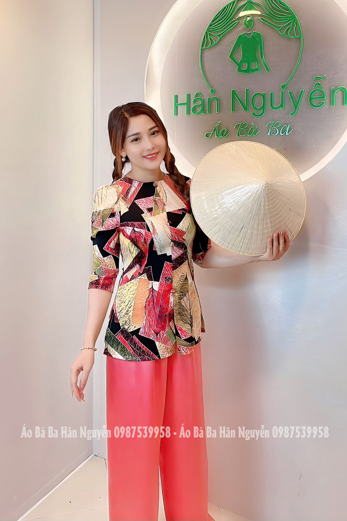 B.a67 - bà ba lập thể tay lửng dây kéo nút bọc - hân nguyễn áo bà ba