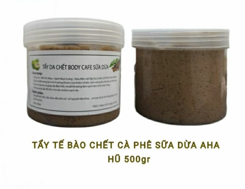 Tẩy tế bào chết body cafe sữa dừa aha 500gr