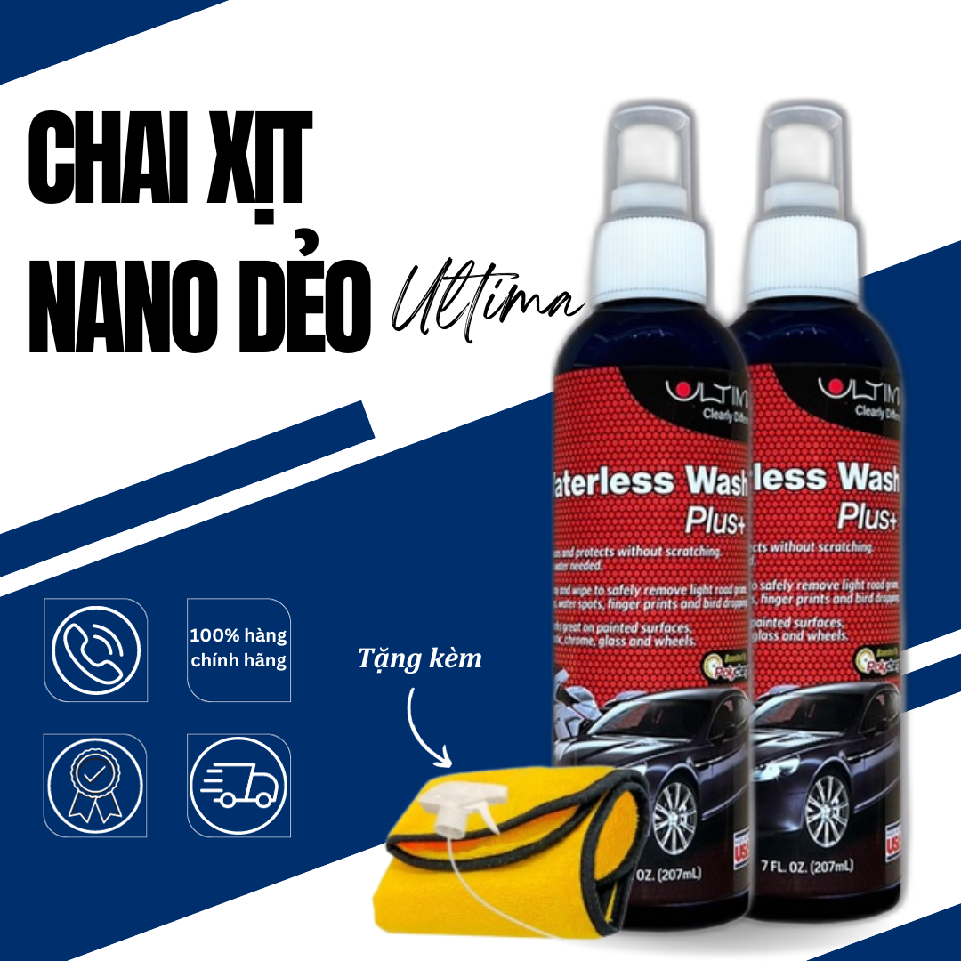 Chai xịt nano dẻo Ultima [200ml] - Vệ Sinh, Dưỡng Bóng, Chống Bám Nước Cho Ô Tô