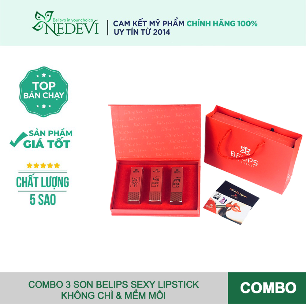 Set son Belips 3 thỏi - Bộ quà tặng yêu thương - Son môi 100% thành phần tự nhiên, không chứa chì, bà bầu cũng dùng được