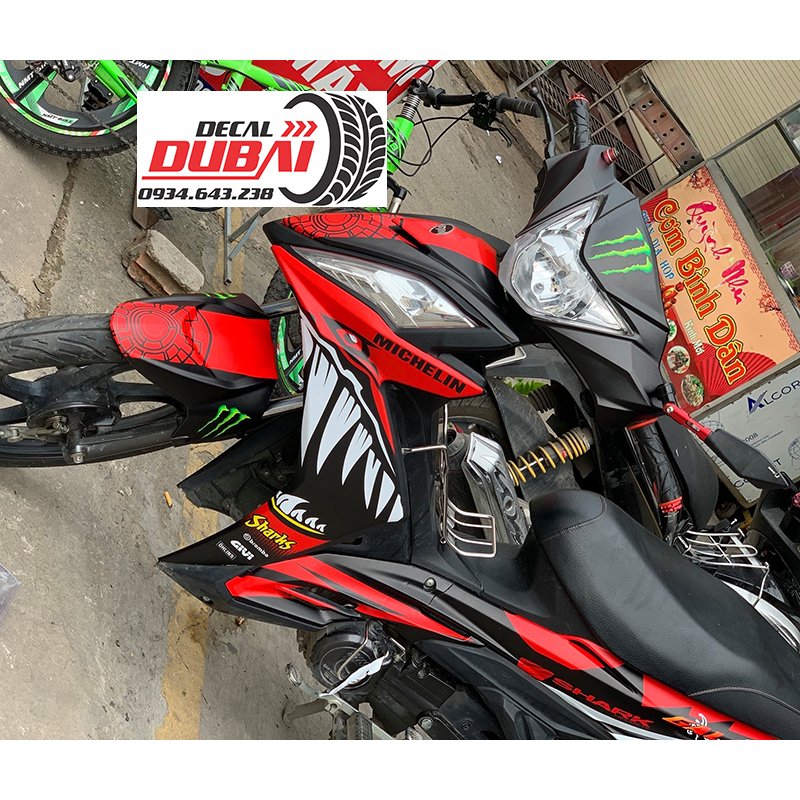 Tem Trùm SYM Galaxy Đen Đỏ Cá Mập