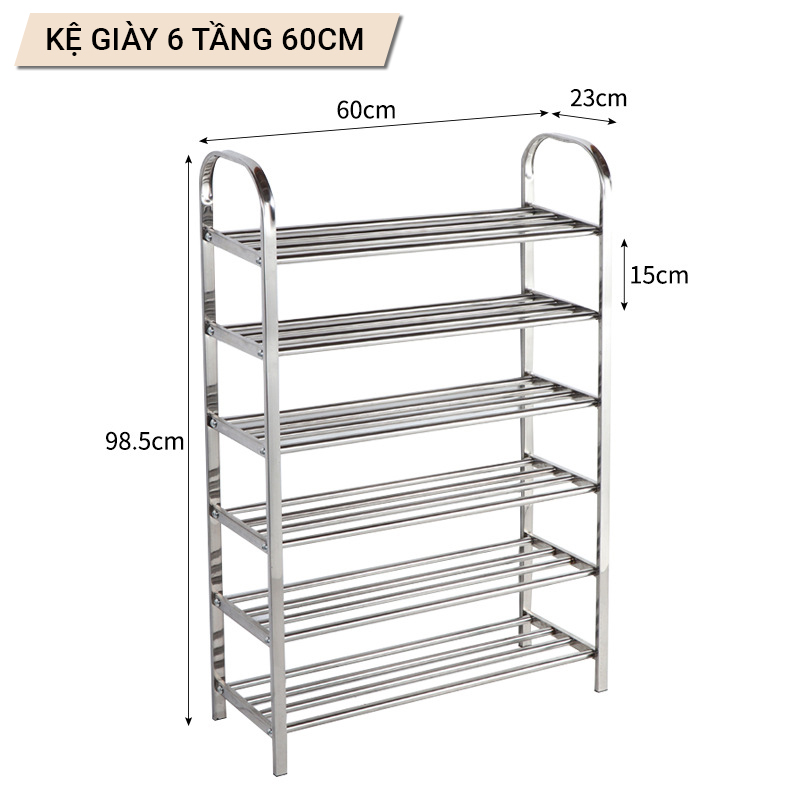 [ 𝐍𝐠𝐚𝐧𝐠 𝟔𝟎𝐜𝐦 ] Kệ Để Giày Dép Inox Cao Cấp VANDO Giá để giày 3 4 5 6 tầng siêu chắc chắn bảo hành 2 năm