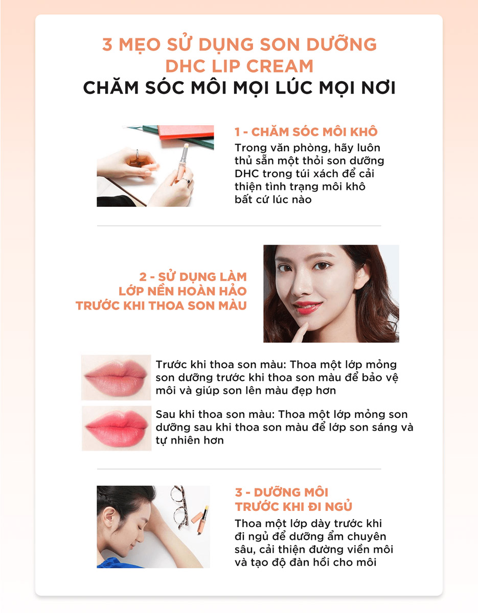 Mẹo sử dụng Son Dưỡng DHC Lip Cream
