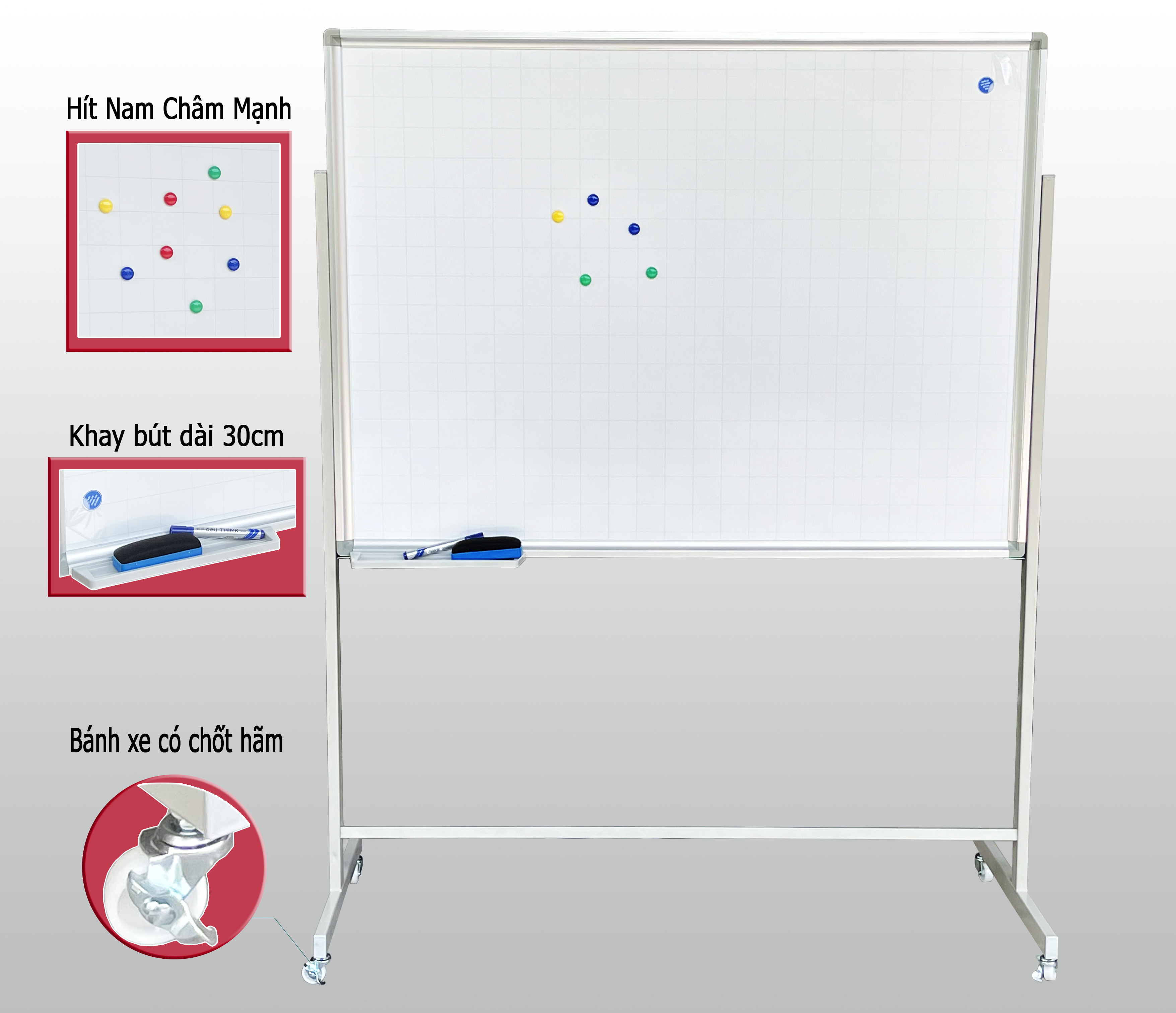 Bảng từ trắng di động 1 mặt 80x120cm