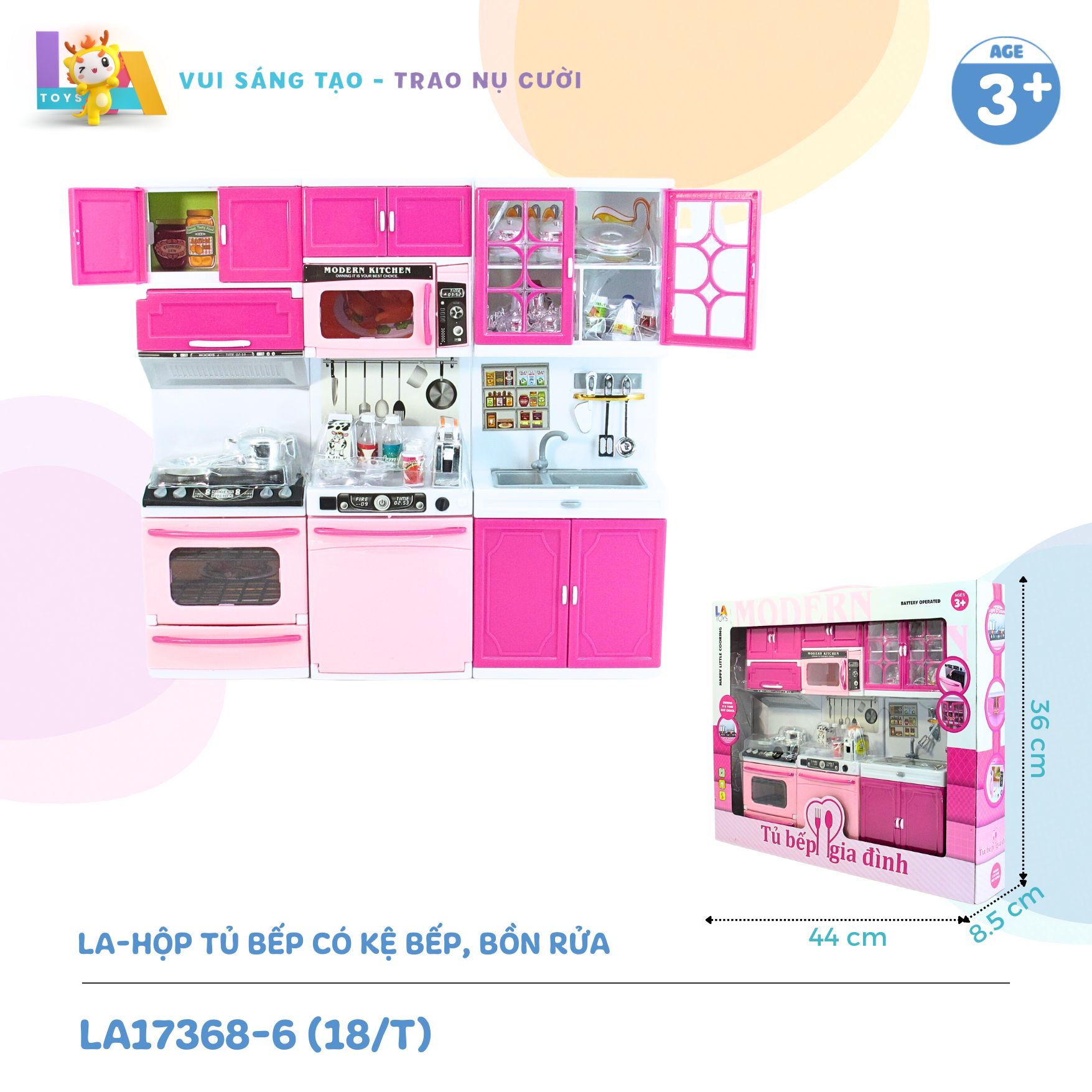 Hộp đồ chơi tủ bếp nhiều chi tiết dành cho bé gái - LAtoys