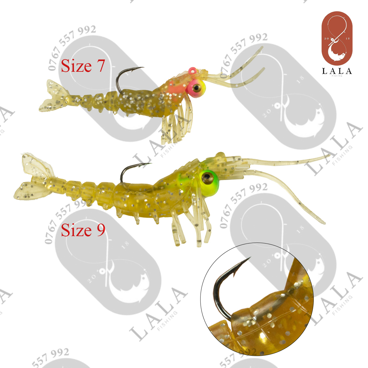 Mồi tôm  giả có lưỡi câu đêm phát sáng dạ quang chuyên dùng câu lóc chẽm nhồng