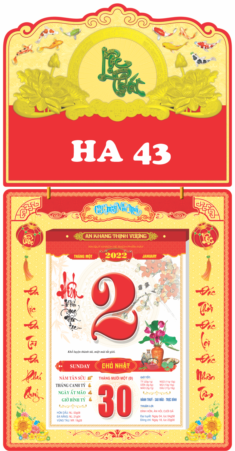 Bộ Lịch 2023 Đầu Treo dán 3D Toàn Phần Lộc Phát + Bloc 20 x30