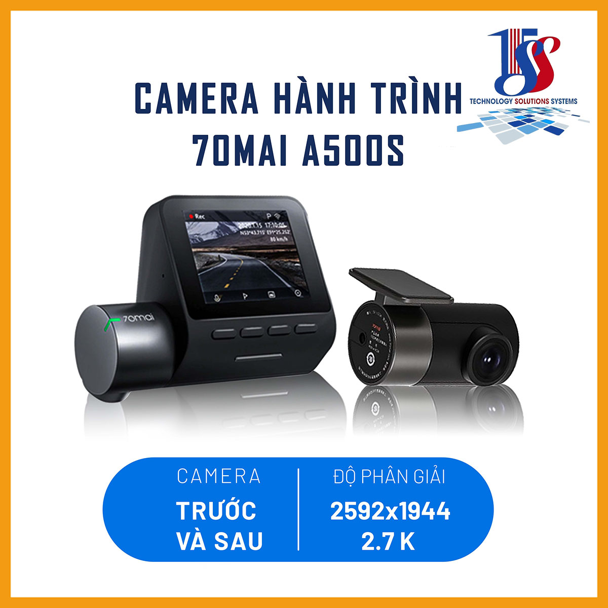 Camera hành trình ôtô 70mai cao cấp A500S phân giải 2.7K,góc 130 độ