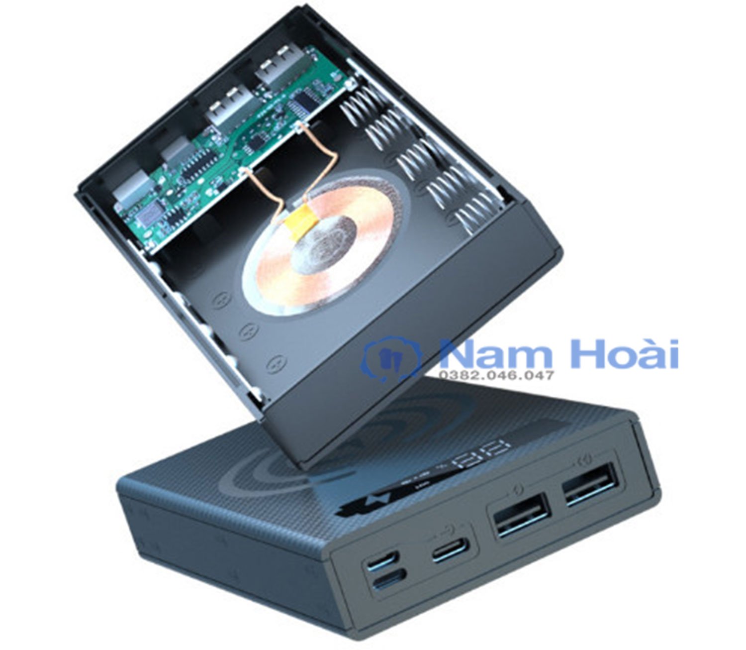 Box sạc dự phòng không dây 5 cell pin 18650 - Model CX5 Qi (CHƯA CÓ PIN)(Có thể tháo lắp để thay pin dể dàng)