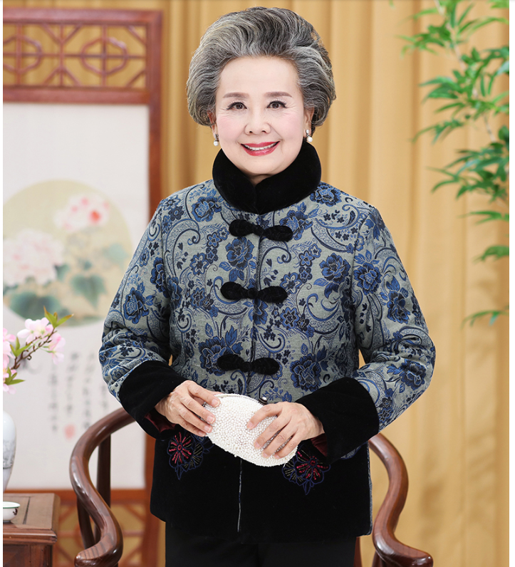 Áo Khoác Nhung Lót Lông Bà Già