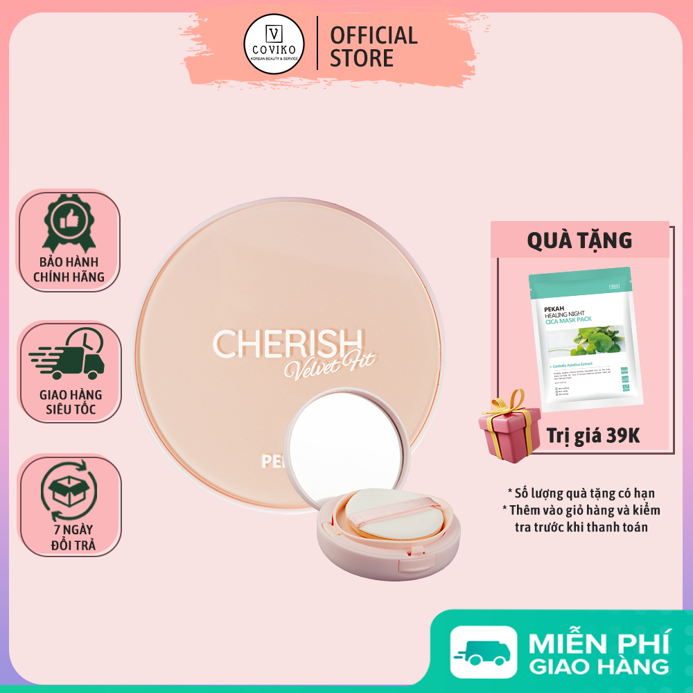 Phấn nước che khuyết điểm và dưỡng lâu trôi pekah cherish velvet fit cushion 14g