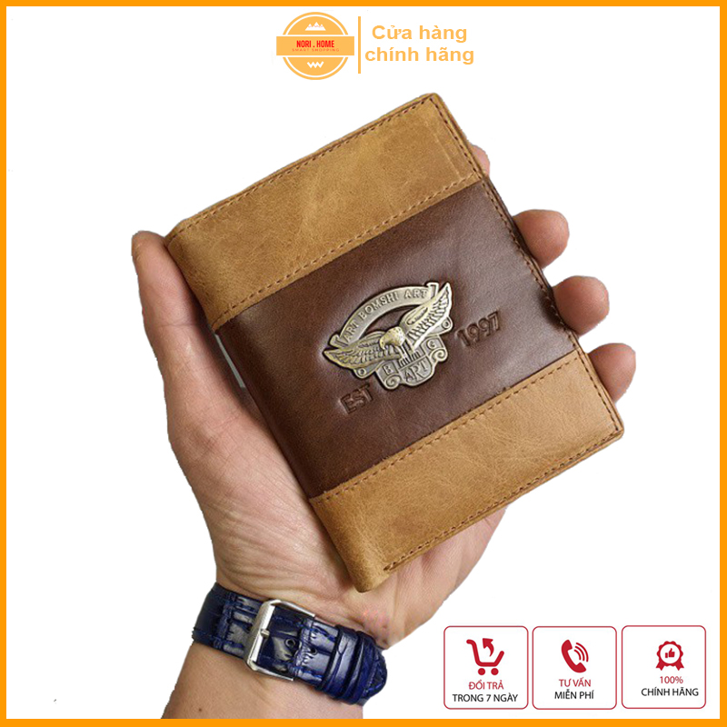 Ví nam NR07, bóp nam, ví da nam ví đứng, ví da bò thật nhiều ngăn ví đựng tiền đựng thẻ, ví nam nhỏ gọn, ví da thủ công, ví da cefiro bảo hành 12 tháng chính hãng - Nori Home