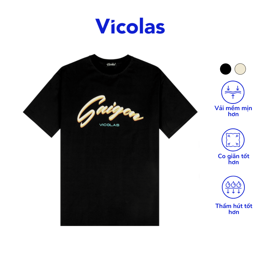 Áo thun unisex sài gòn tee vải cotton co giãn 4 chiều thoáng mát - v vicolas saigon tee