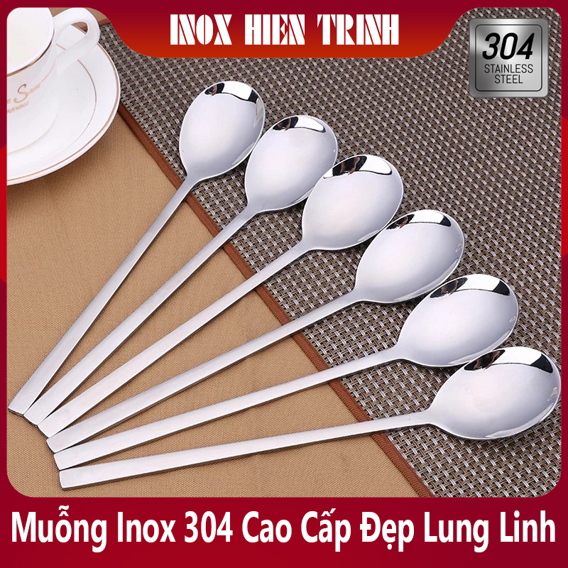 Set 6 Muỗng Cơm( Thìa Hàn 20.4cm) Inox 304 Cao Cấp Cán Dài Đẳng Cấp Sang Trọng
