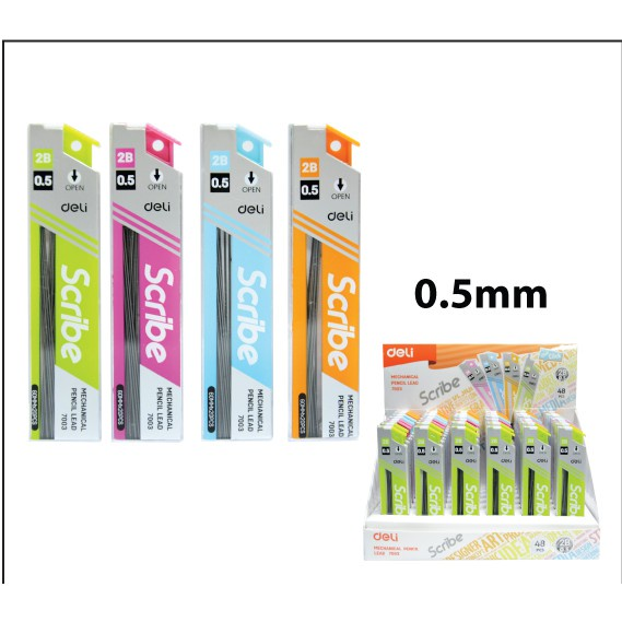 Ngòi chì bấm 2b deli chính hãng 0.5mm / 0.7mm