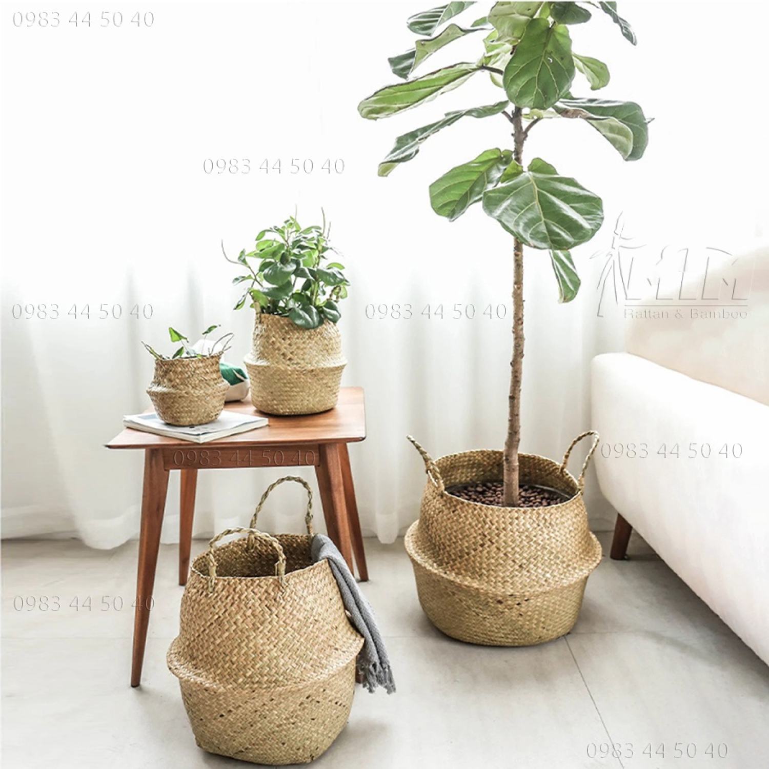 Giỏ cói l Giỏ tụng trồng cây, decor/trang trí sắp xếp nhà cửa.