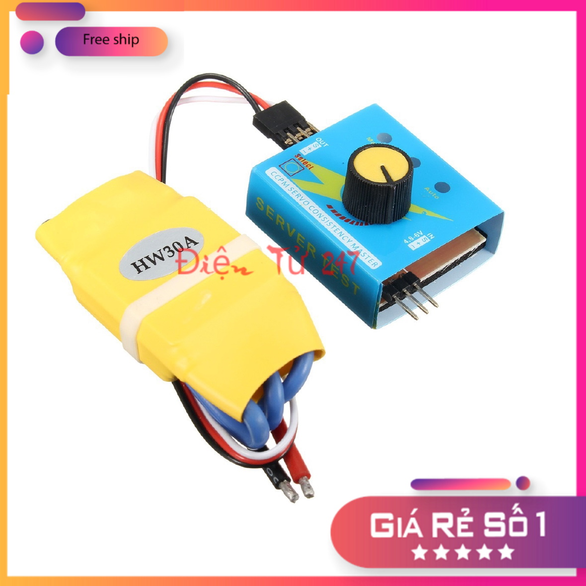 Combo esc 30a kèm test servo điều tốc cho động cơ brushless không chổi than, động cơ 3 pha