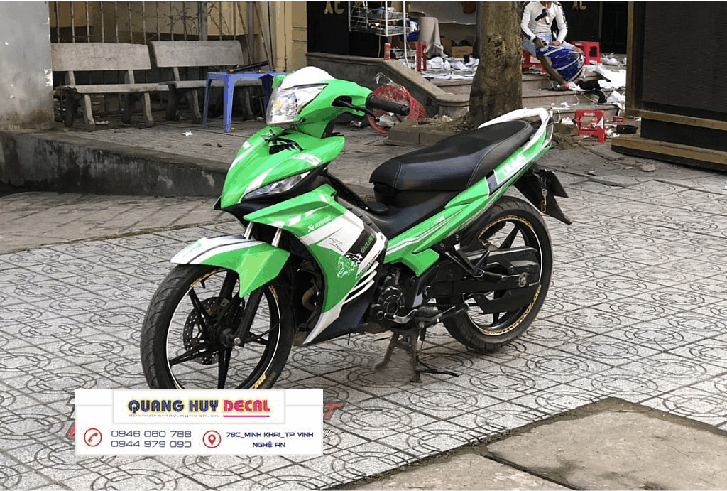 Tem TRÙM PHỦ xe  exciter 135 xanh lá  chế đẹp- Tem  dán xe máy exciter 135 thiết kế theo yêu cầu - tem xe exciter 135 xanh lá độ chế đẹp và rẻ chất